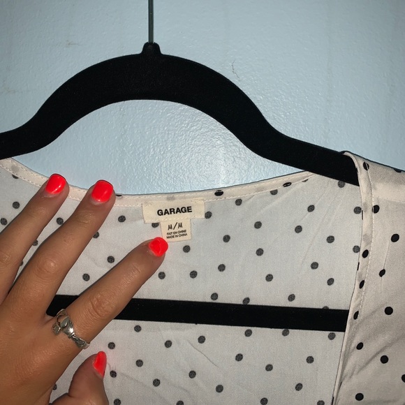 Garage Polka Dot Tie Front Top - Picture 4 of 4